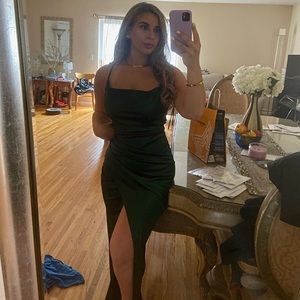 Hunter green cowl neck gown